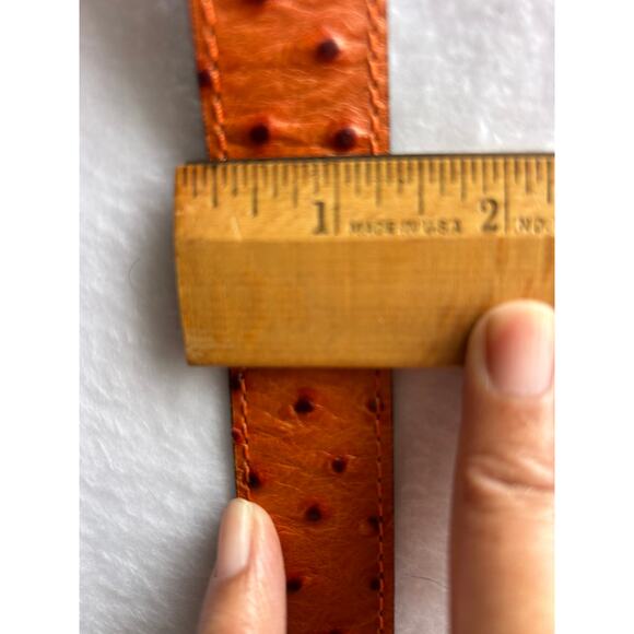 Berge belts silver textured snake buckle and a distinct orange faux-ostrich main image 8